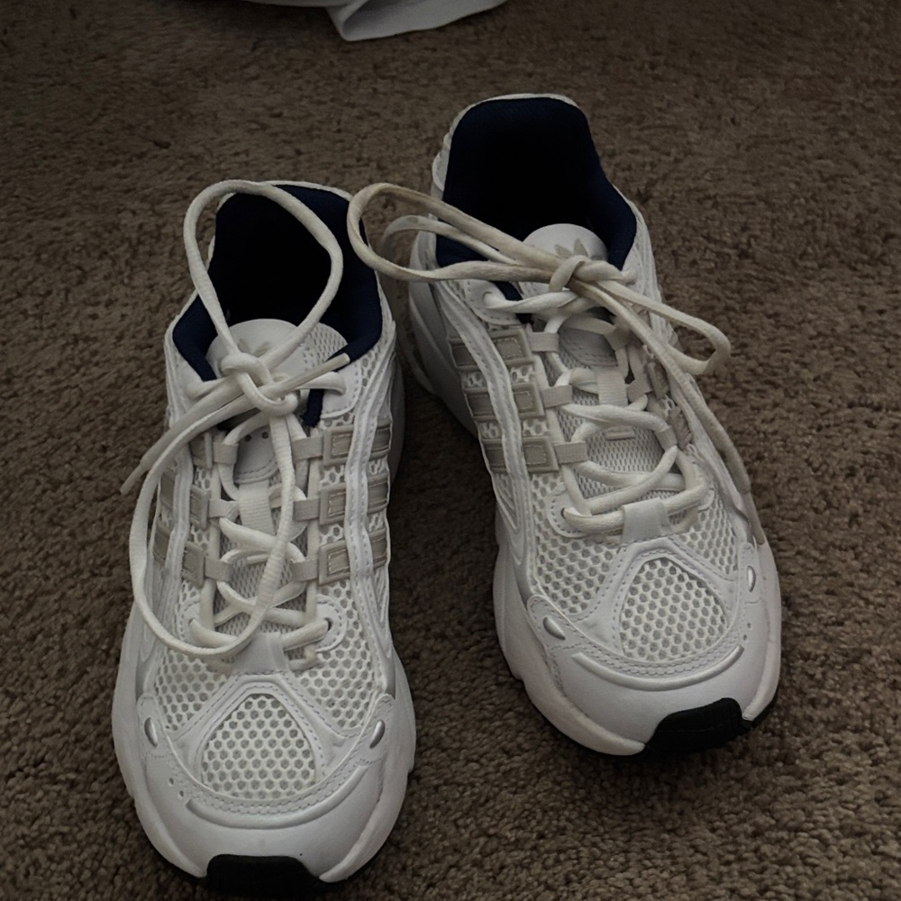 adidas Kids White and Navy Athletic Mesh Sneakers